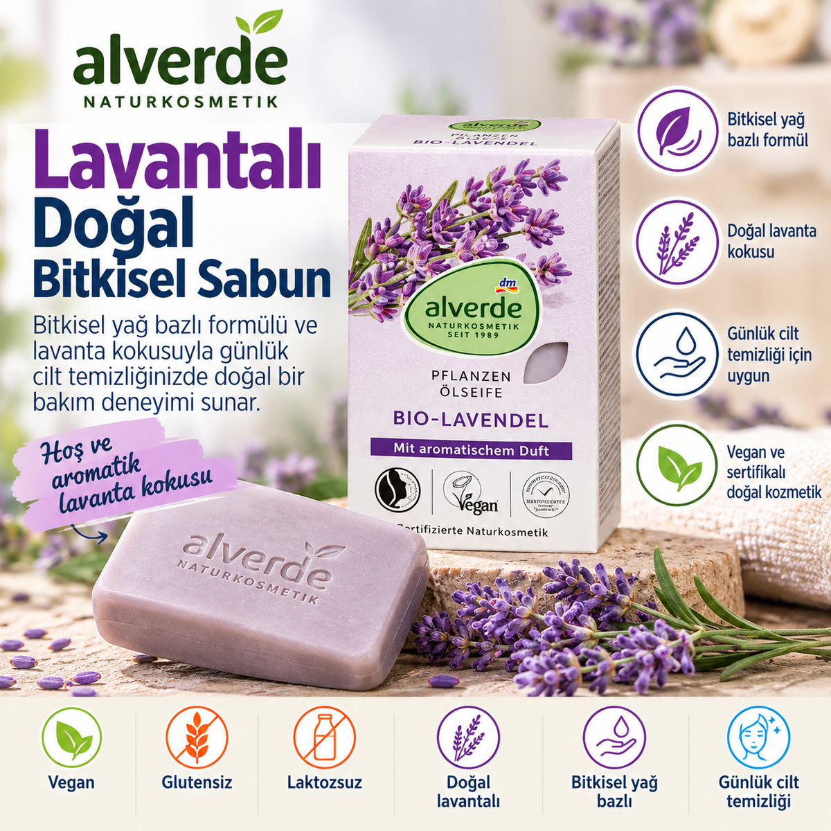 Lavantalı Doğal Bitkisel Sabun – 100 g