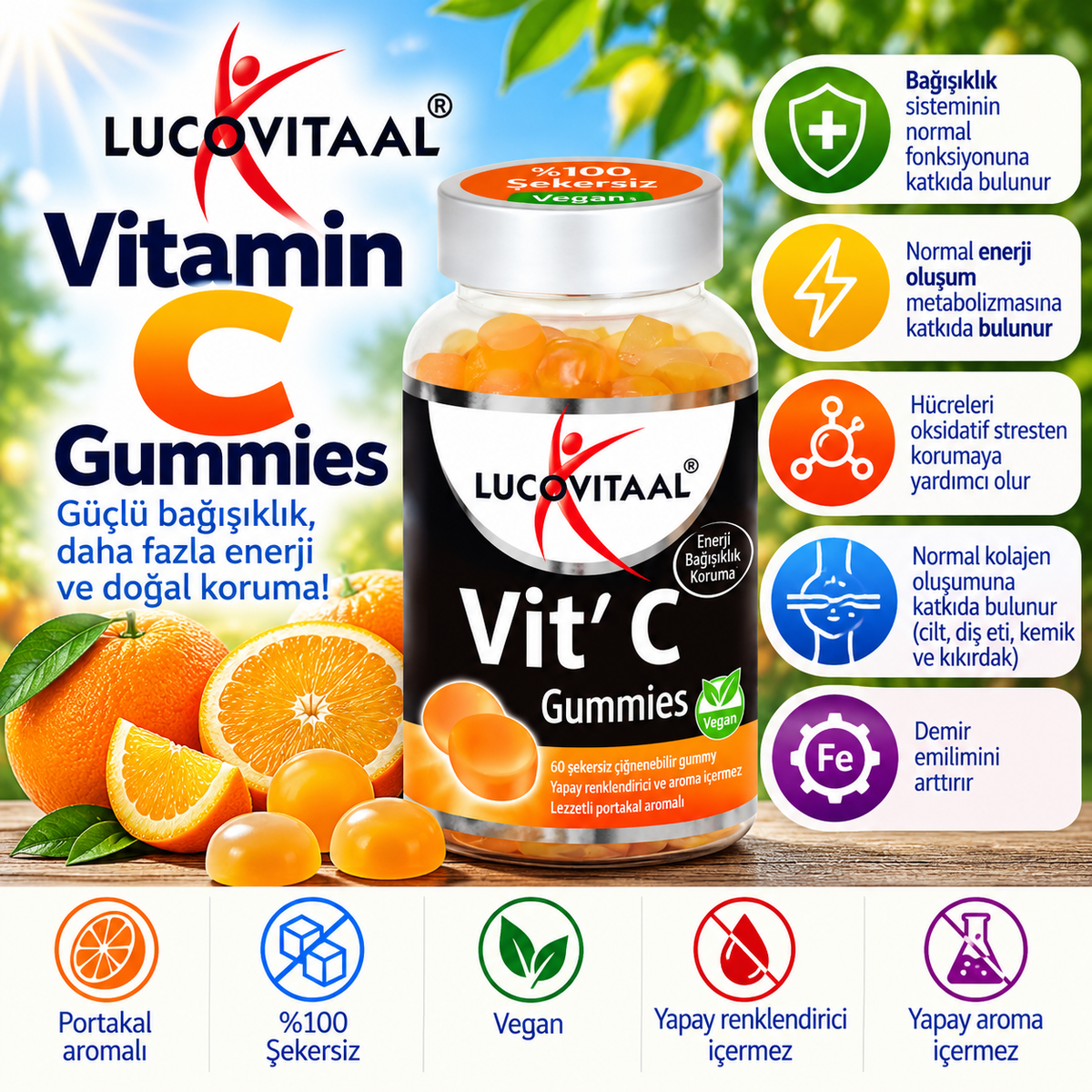 Vitamin C Gummies – 60 Adet | Şekersiz C Vitamini