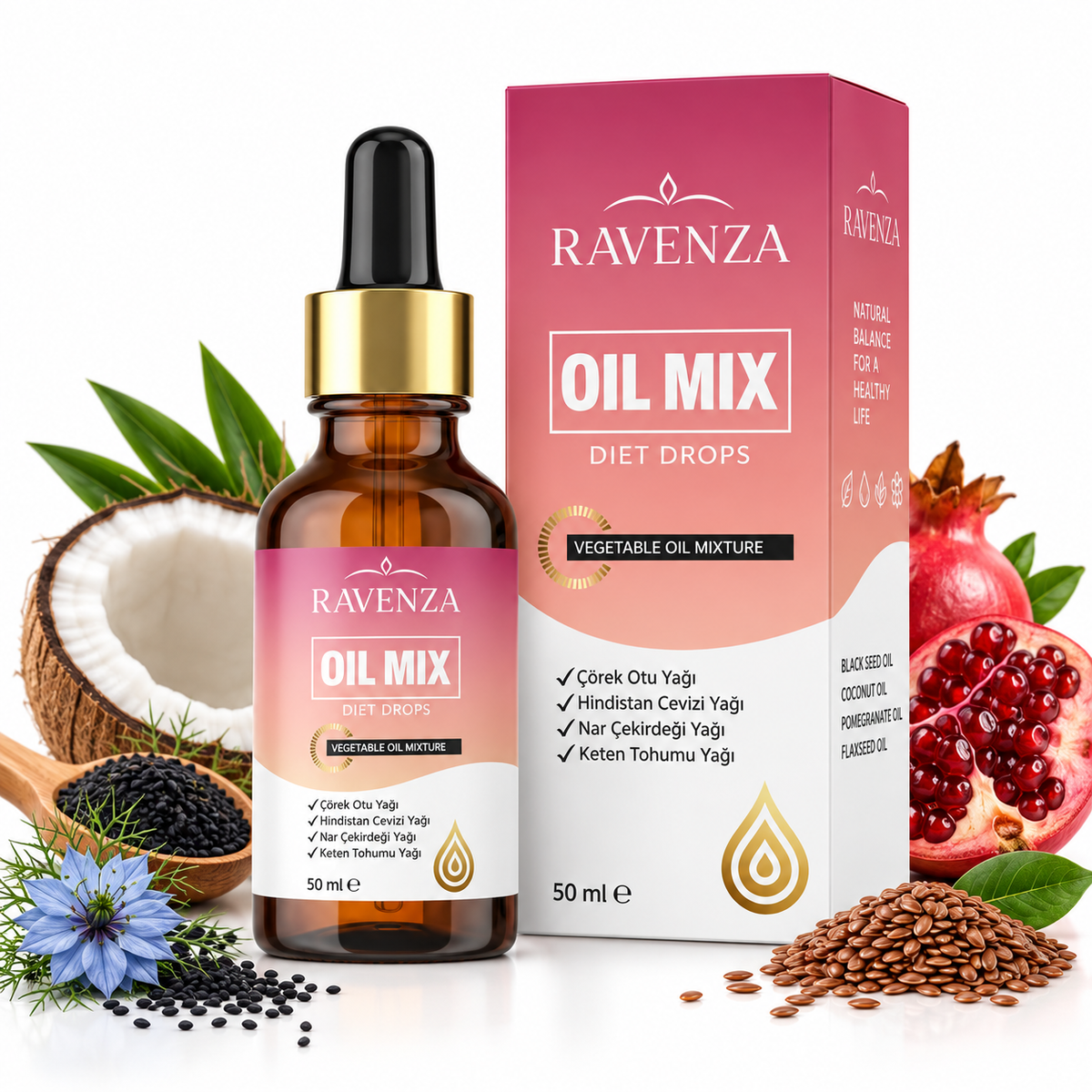 Ravenza Oil Mix Diet Drops – Herbal Oil Blend 50 ml