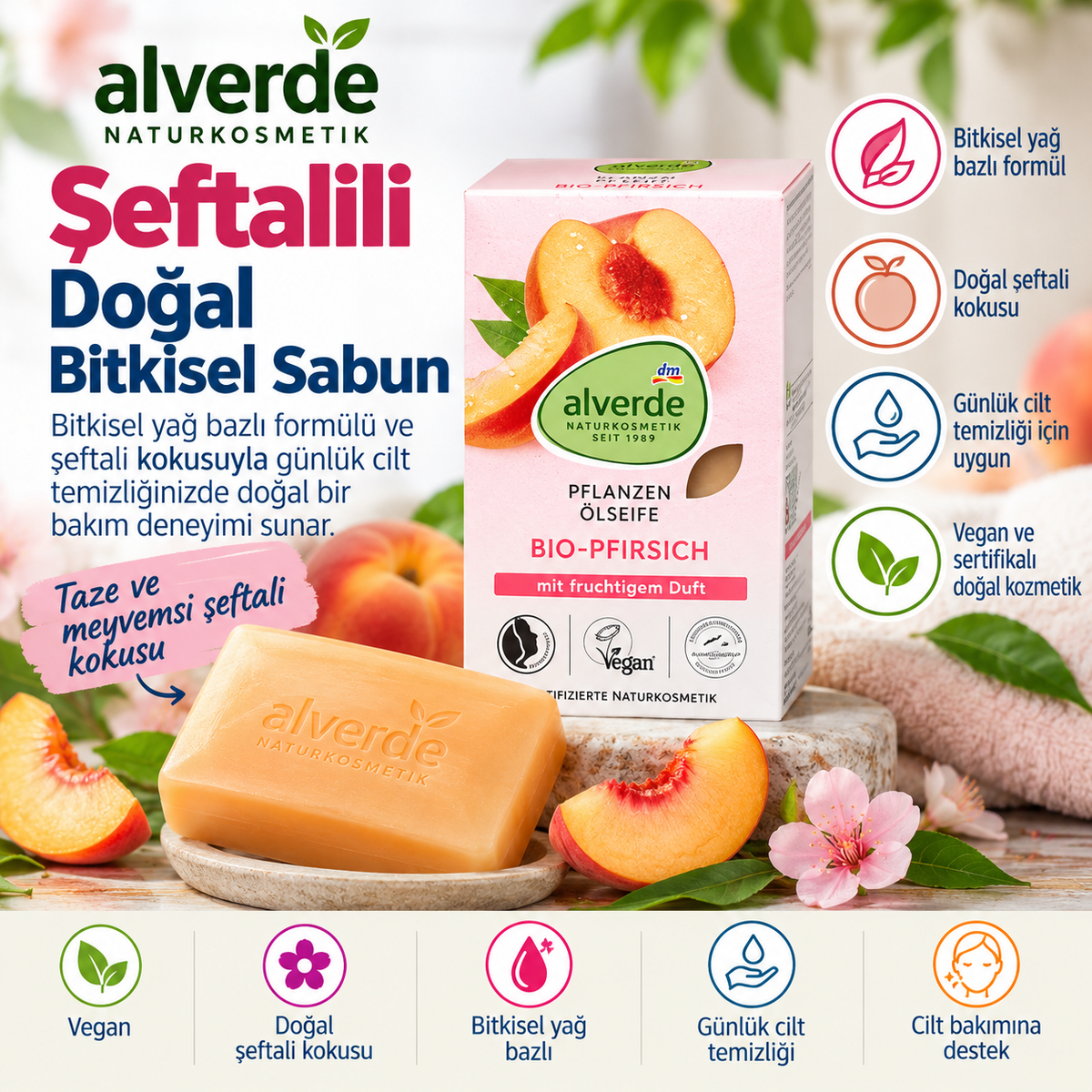 Şeftalili Doğal Bitkisel Sabun – 100 g