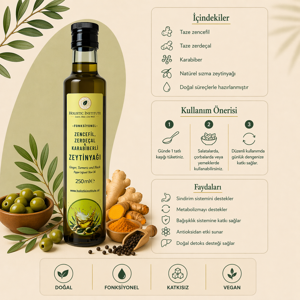 Zencefil, Zerdeçal ve Karabiberli Zeytinyağı