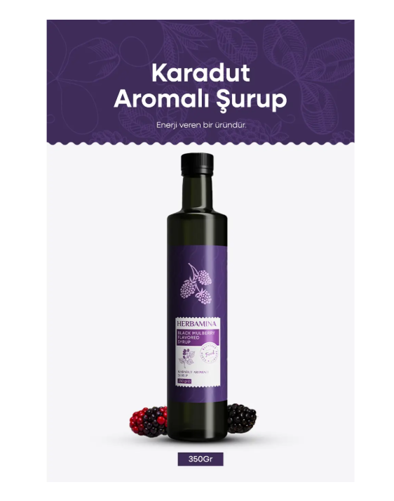 HERBAMİNA Karadut Aromalı Şurup 350 gram
